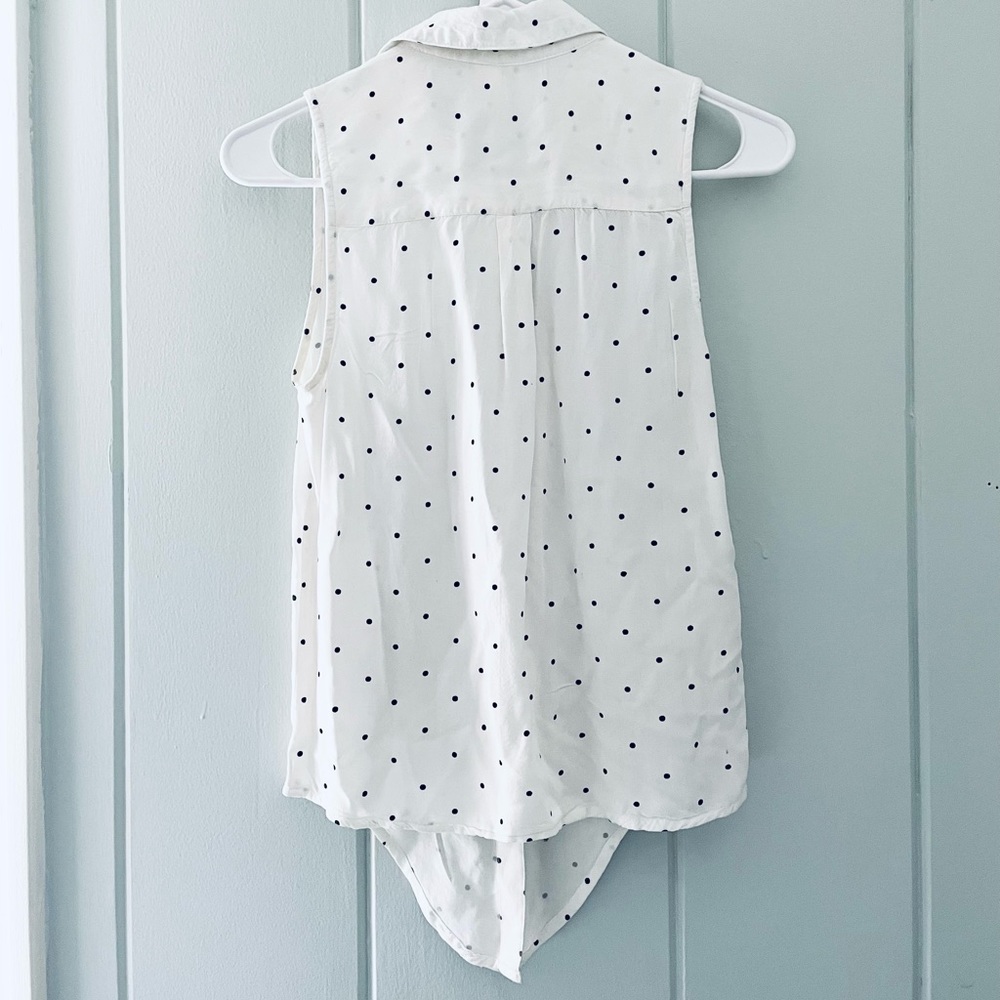 Japna White Sleeveless Tie-Front Top with Black Polka Dots / XS / Used - Picture 3 of 4